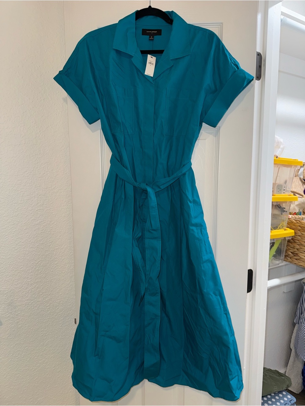 Banana Republic Teal Shirt Maxi Dress with Belt *NWT*